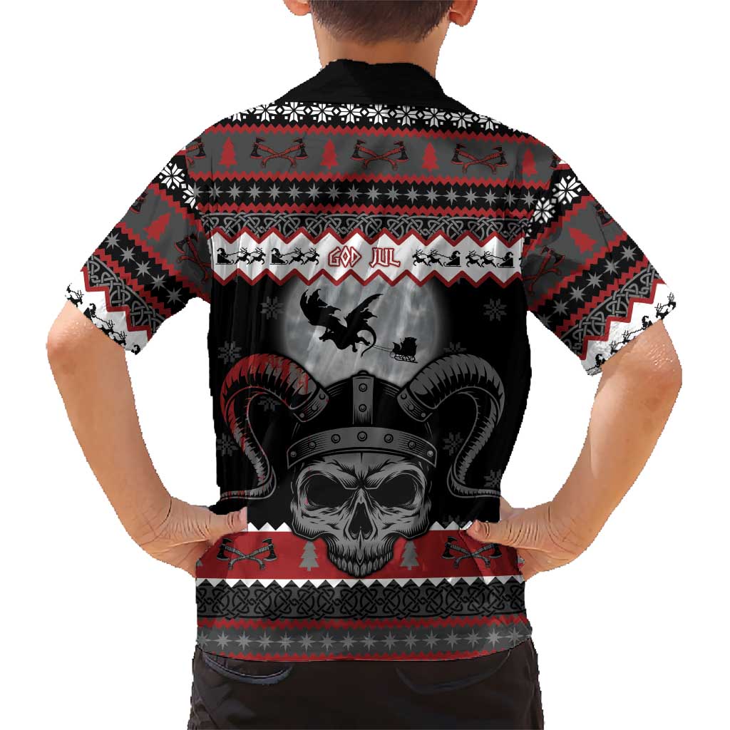 Vikings Christmas Family Matching Long Sleeve Bodycon Dress and Hawaiian Shirt Fa La La La Fus Ro Dah - Wonder Print Shop