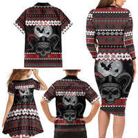 Vikings Christmas Family Matching Long Sleeve Bodycon Dress and Hawaiian Shirt Fa La La La Fus Ro Dah - Wonder Print Shop