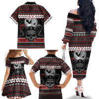 Vikings Christmas Family Matching Off The Shoulder Long Sleeve Dress and Hawaiian Shirt Fa La La La Fus Ro Dah - Wonder Print Shop