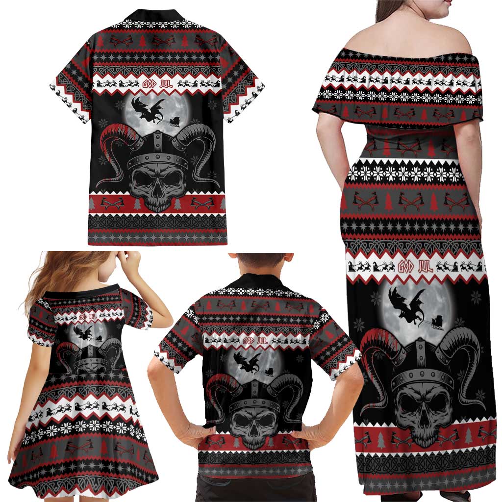 Vikings Christmas Family Matching Off Shoulder Maxi Dress and Hawaiian Shirt Fa La La La Fus Ro Dah - Wonder Print Shop