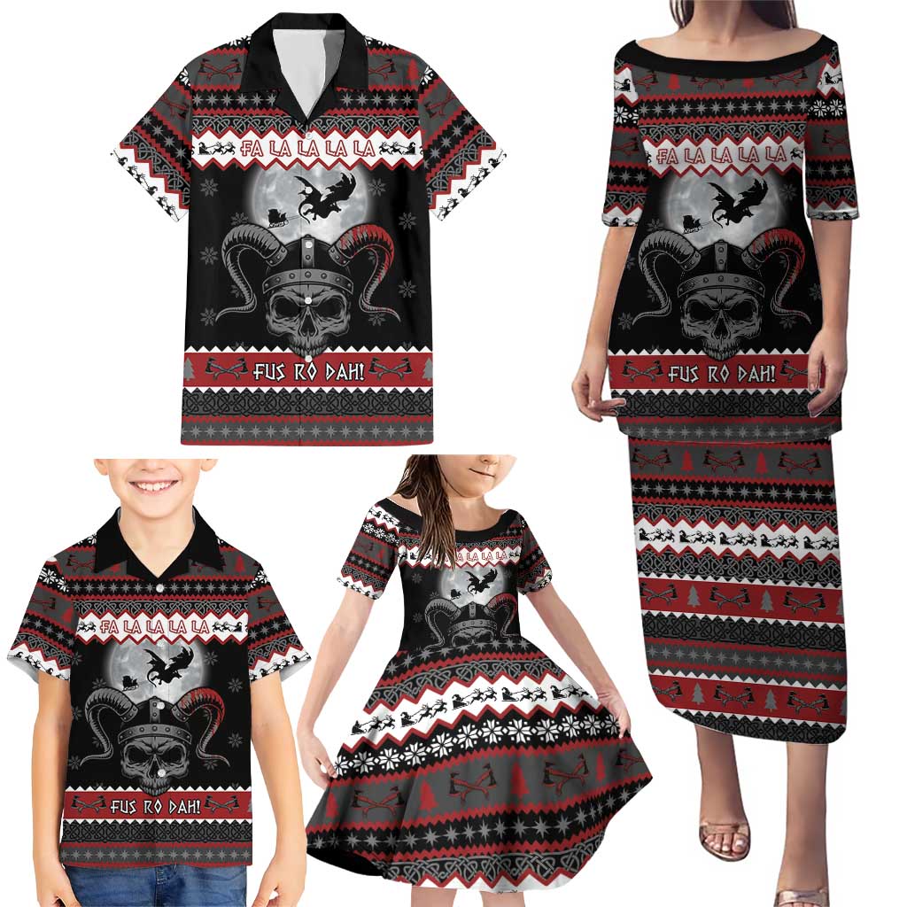 Vikings Christmas Family Matching Puletasi and Hawaiian Shirt Fa La La La Fus Ro Dah - Wonder Print Shop