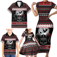 Vikings Christmas Family Matching Short Sleeve Bodycon Dress and Hawaiian Shirt Fa La La La Fus Ro Dah - Wonder Print Shop