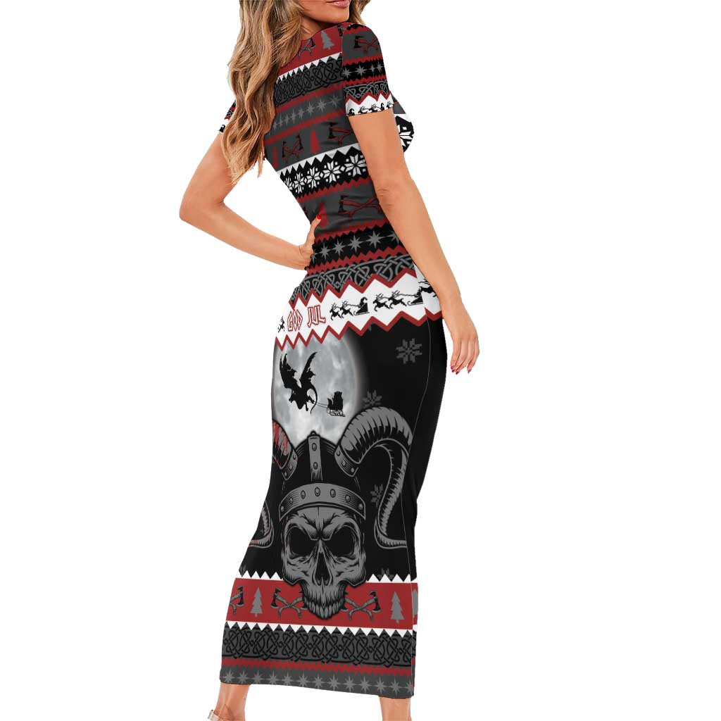 Vikings Christmas Family Matching Short Sleeve Bodycon Dress and Hawaiian Shirt Fa La La La Fus Ro Dah - Wonder Print Shop