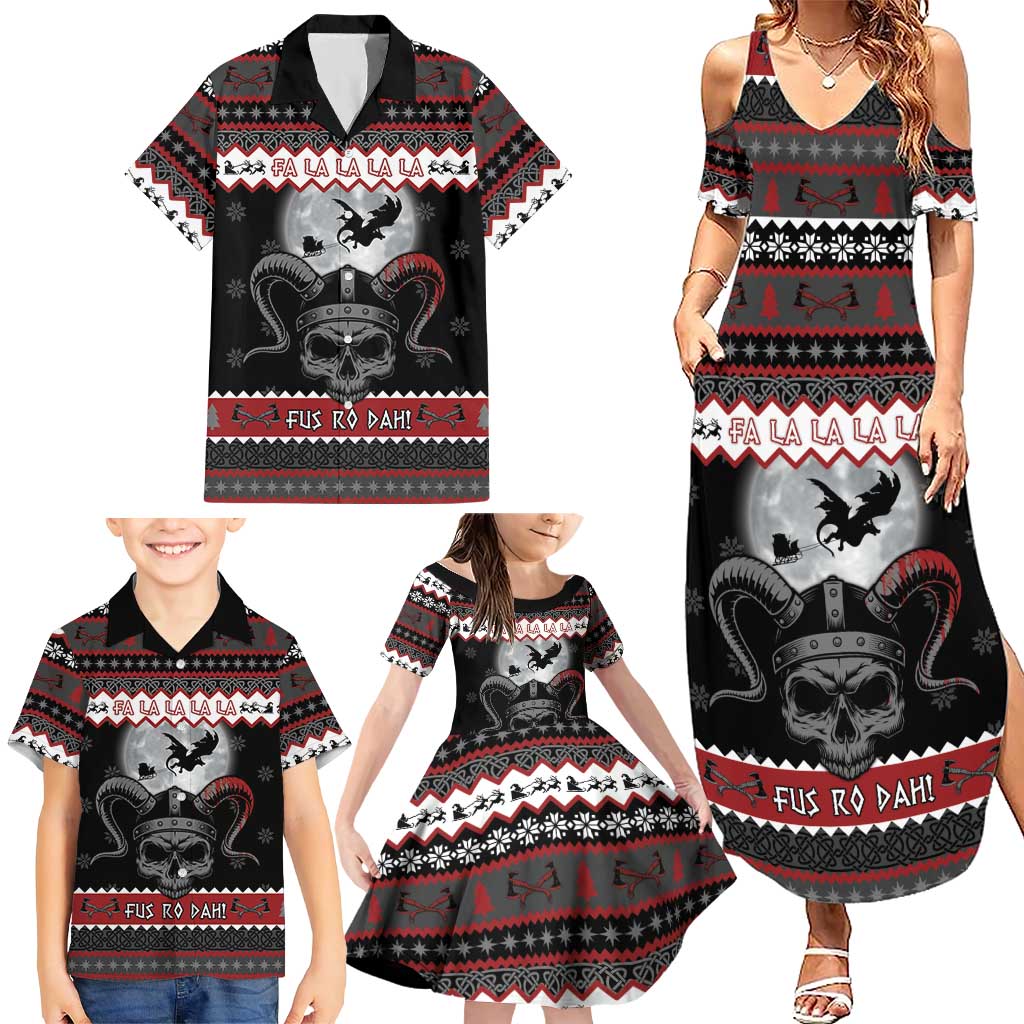 Vikings Christmas Family Matching Summer Maxi Dress and Hawaiian Shirt Fa La La La Fus Ro Dah - Wonder Print Shop