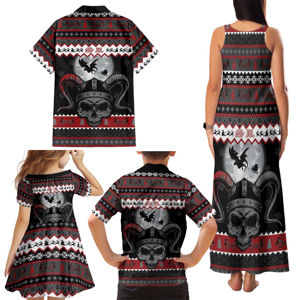Vikings Christmas Family Matching Tank Maxi Dress and Hawaiian Shirt Fa La La La Fus Ro Dah - Wonder Print Shop