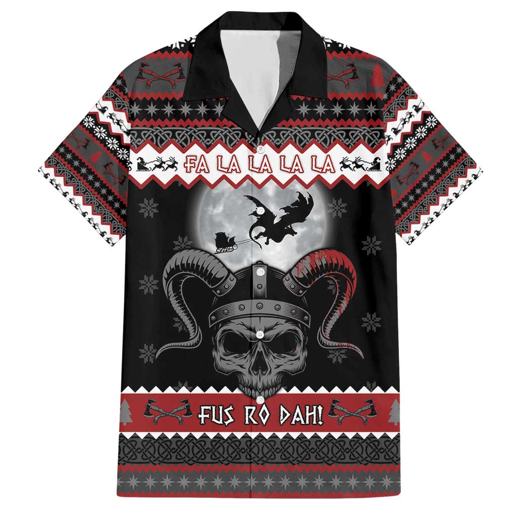 Vikings Christmas Hawaiian Shirt Fa La La La Fus Ro Dah - Wonder Print Shop