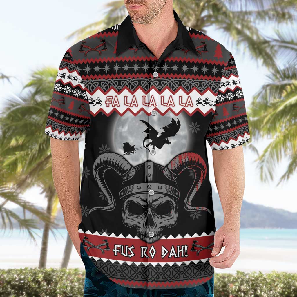 Vikings Christmas Hawaiian Shirt Fa La La La Fus Ro Dah - Wonder Print Shop