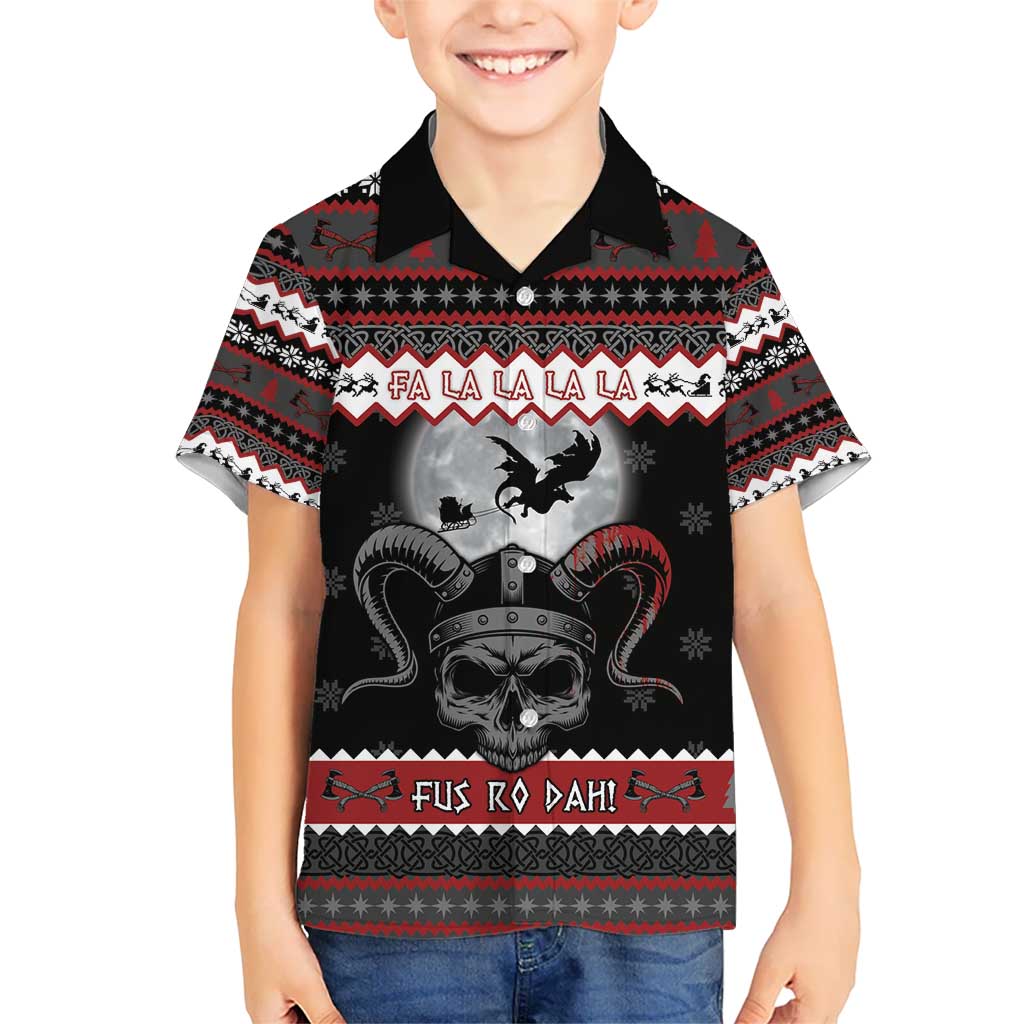 Vikings Christmas Hawaiian Shirt Fa La La La Fus Ro Dah - Wonder Print Shop