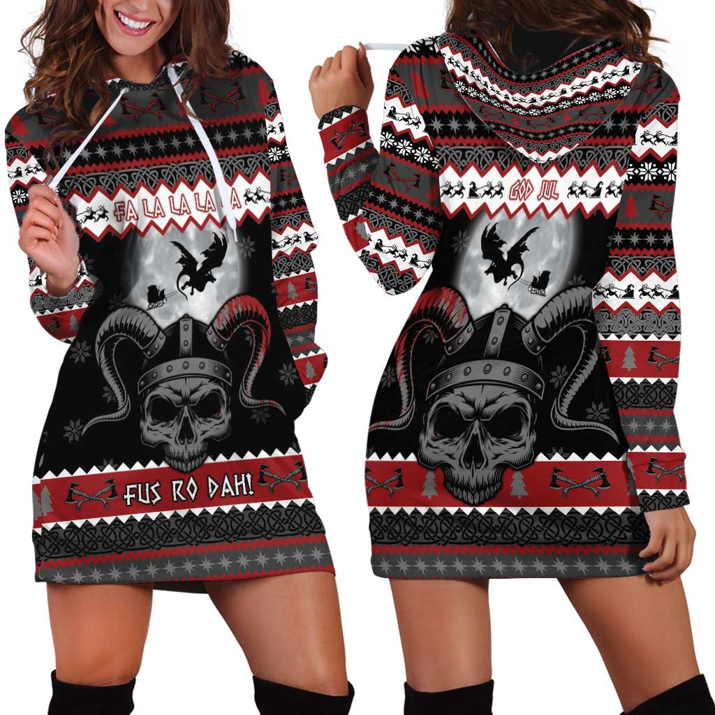 Vikings Christmas Hoodie Dress Fa La La La Fus Ro Dah - Wonder Print Shop
