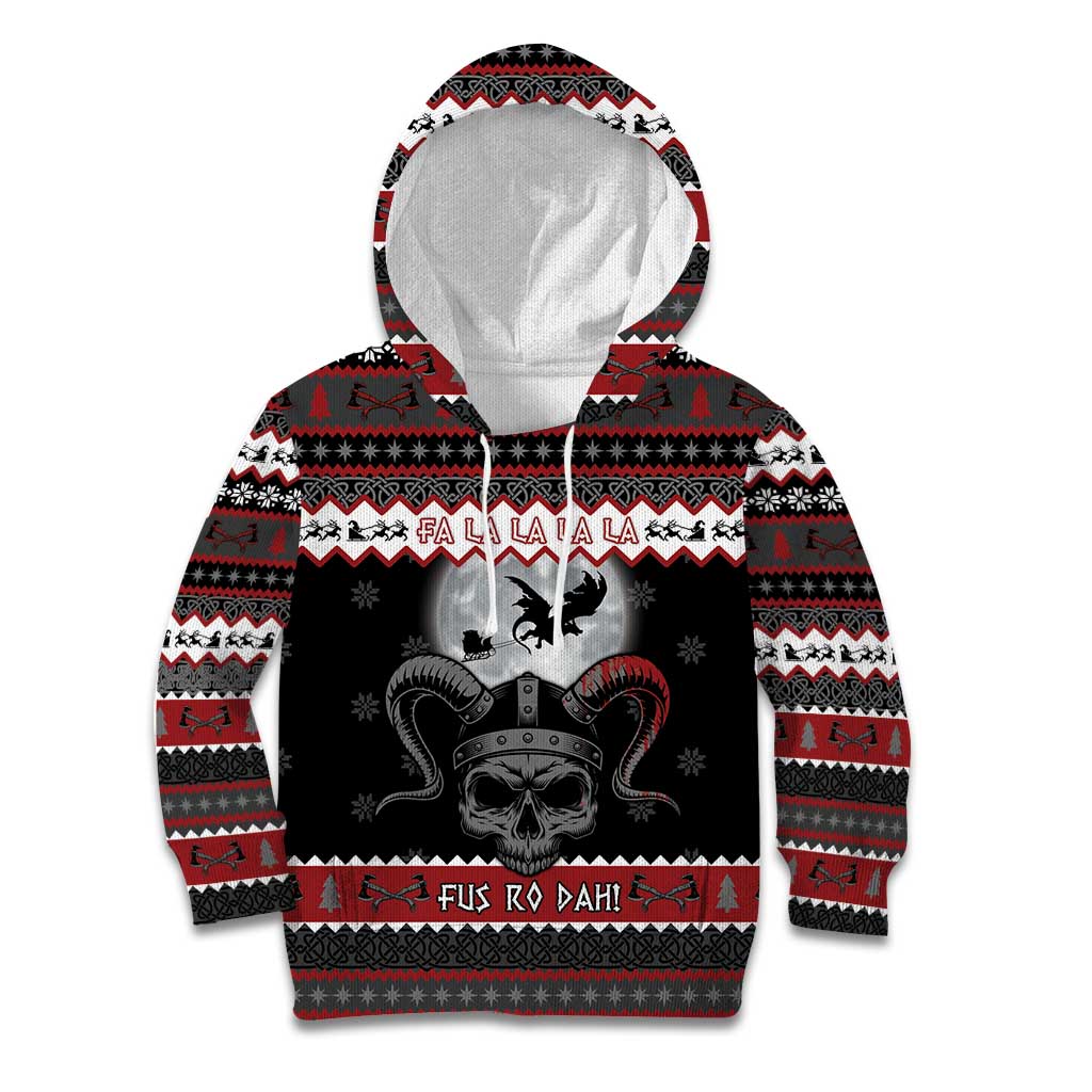 Vikings Christmas Kid Hoodie Fa La La La Fus Ro Dah - Wonder Print Shop