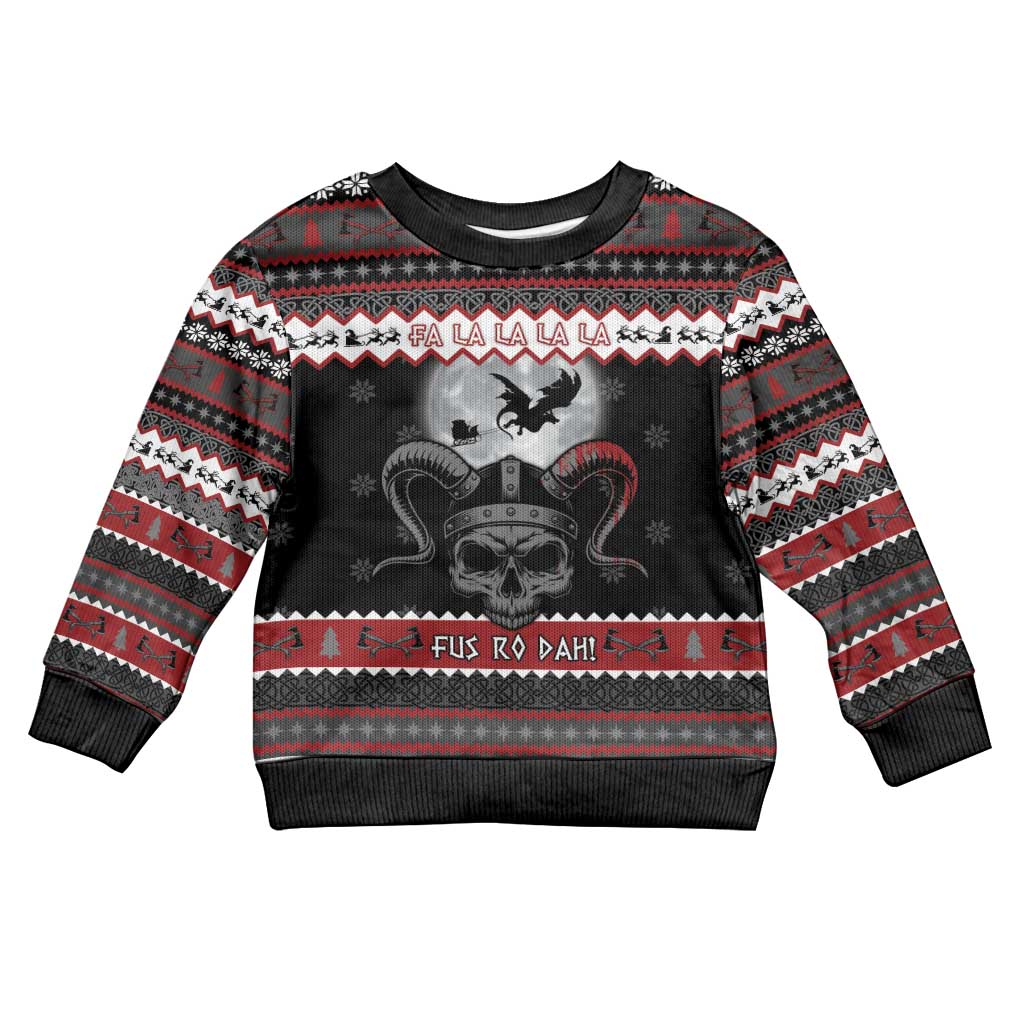 Vikings Christmas Kid Ugly Christmas Sweater Fa La La La Fus Ro Dah - Wonder Print Shop