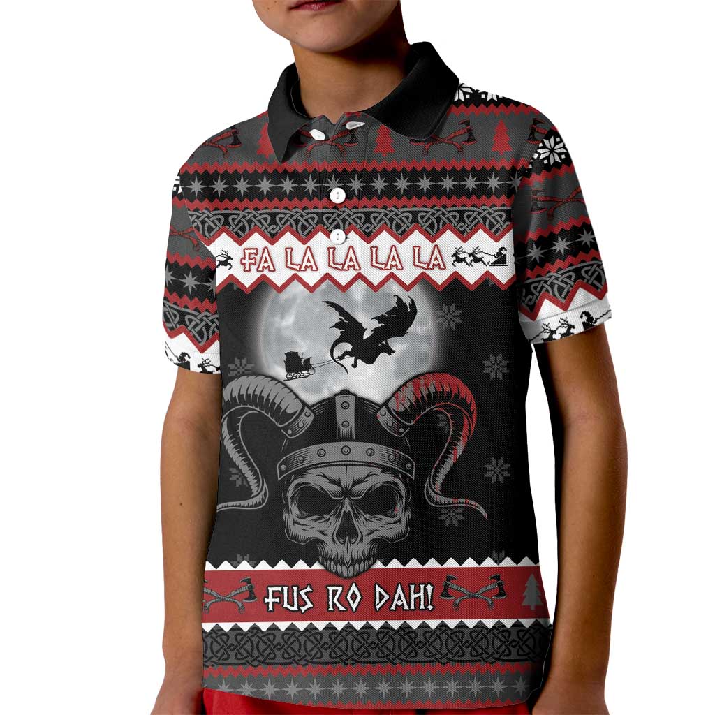 Vikings Christmas Kid Polo Shirt Fa La La La Fus Ro Dah - Wonder Print Shop