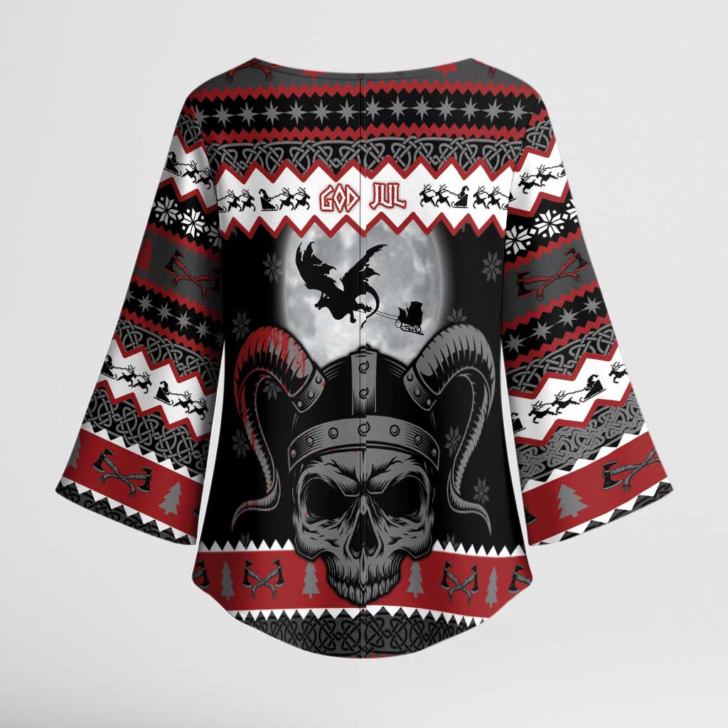 Vikings Christmas Kimono Sleeve Blouse Fa La La La Fus Ro Dah - Wonder Print Shop