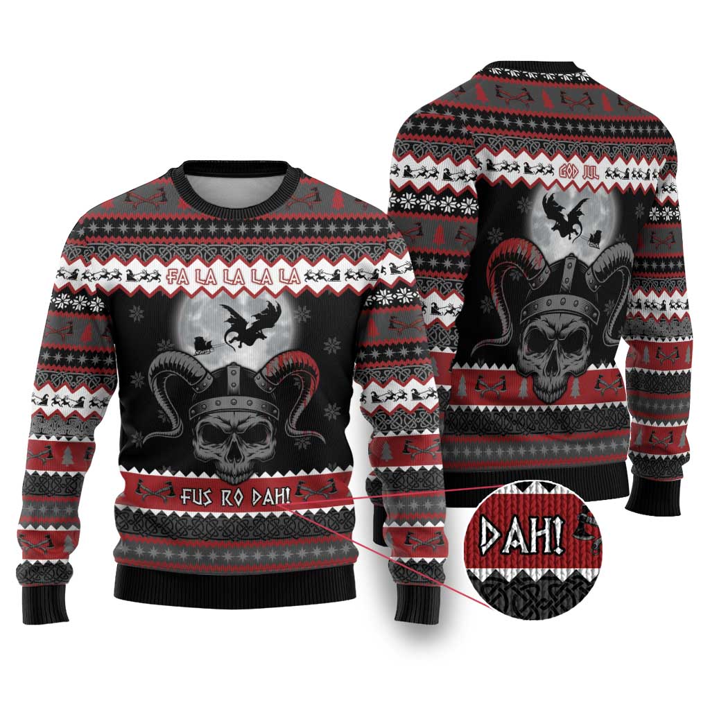 Vikings Christmas Ugly Christmas Sweater Fa La La La Fus Ro Dah - Wonder Print Shop