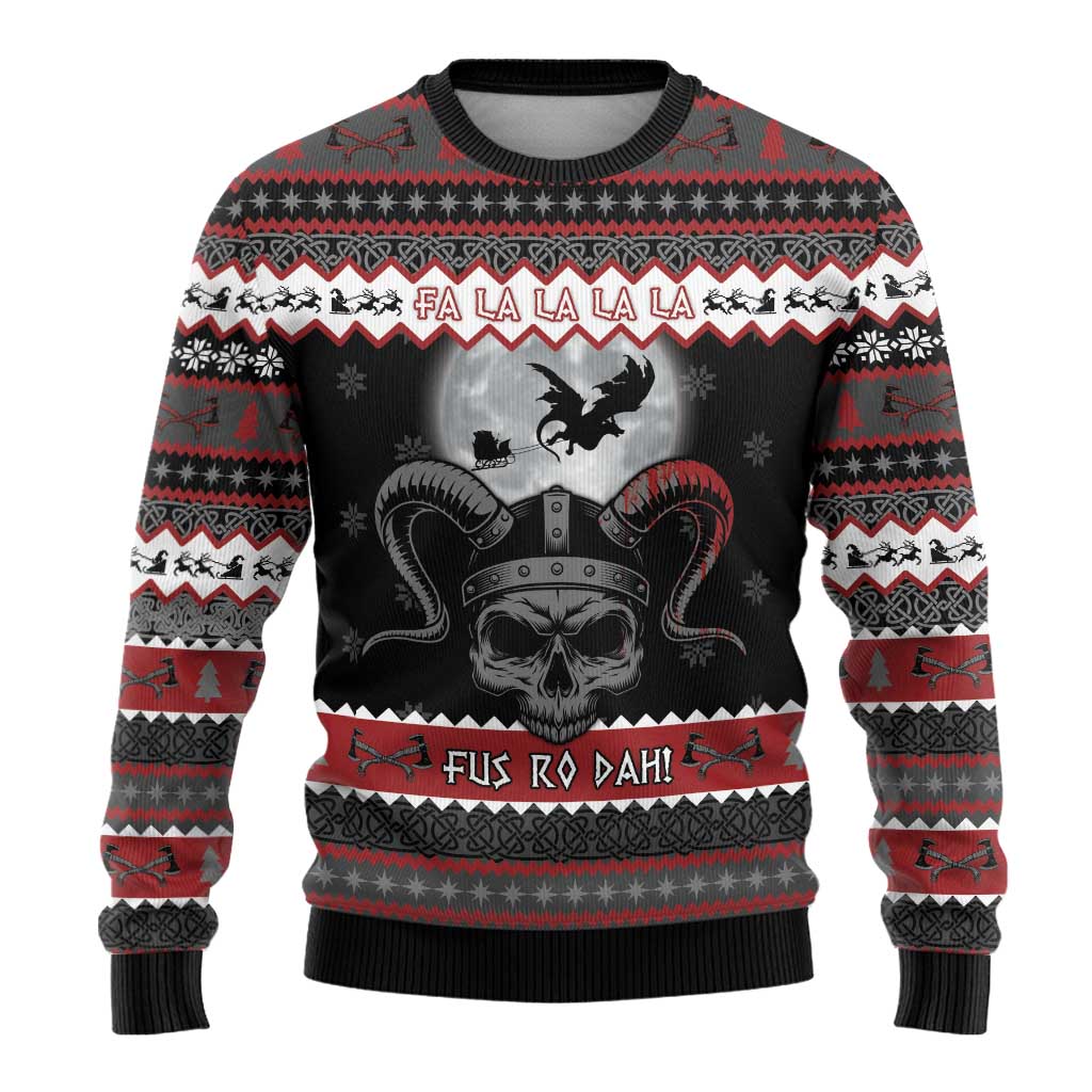 Vikings Christmas Ugly Christmas Sweater Fa La La La Fus Ro Dah - Wonder Print Shop