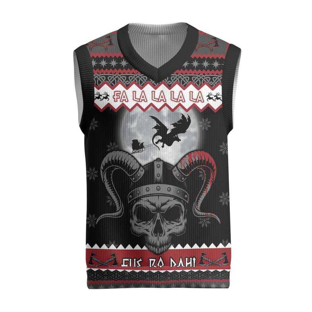 Vikings Christmas Knitted V-Neck Vest Fa La La La Fus Ro Dah - Wonder Print Shop
