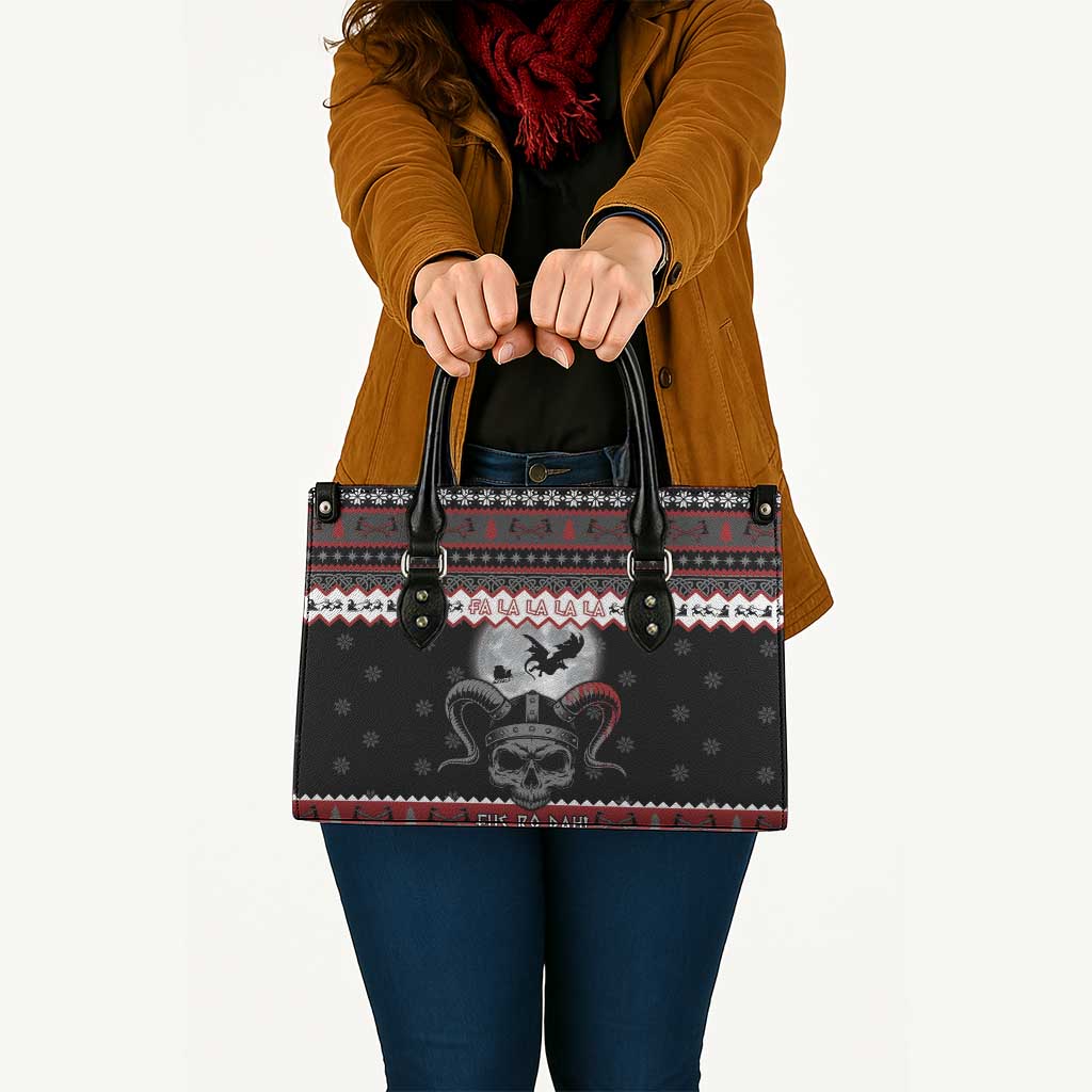 Vikings Christmas Leather Bag Fa La La La Fus Ro Dah - Wonder Print Shop