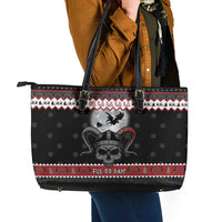 Vikings Christmas Leather Tote Bag Fa La La La Fus Ro Dah - Wonder Print Shop
