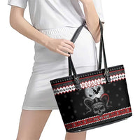 Vikings Christmas Leather Tote Bag Fa La La La Fus Ro Dah - Wonder Print Shop