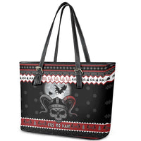 Vikings Christmas Leather Tote Bag Fa La La La Fus Ro Dah - Wonder Print Shop