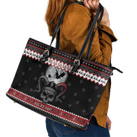 Vikings Christmas Leather Tote Bag Fa La La La Fus Ro Dah - Wonder Print Shop
