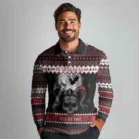 Vikings Christmas Long Sleeve Polo Shirt Fa La La La Fus Ro Dah - Wonder Print Shop