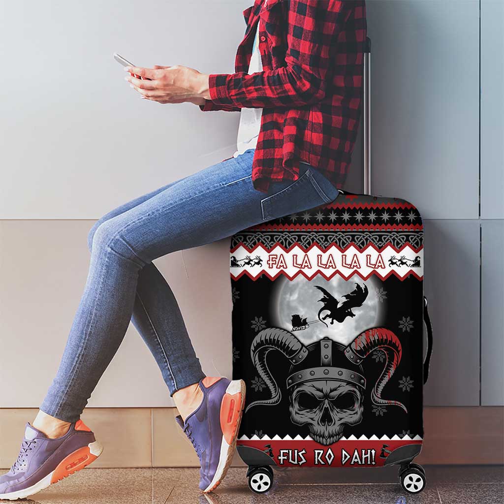 Vikings Christmas Luggage Cover Fa La La La Fus Ro Dah - Wonder Print Shop