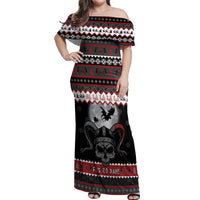 Vikings Christmas Off Shoulder Maxi Dress Fa La La La Fus Ro Dah - Wonder Print Shop