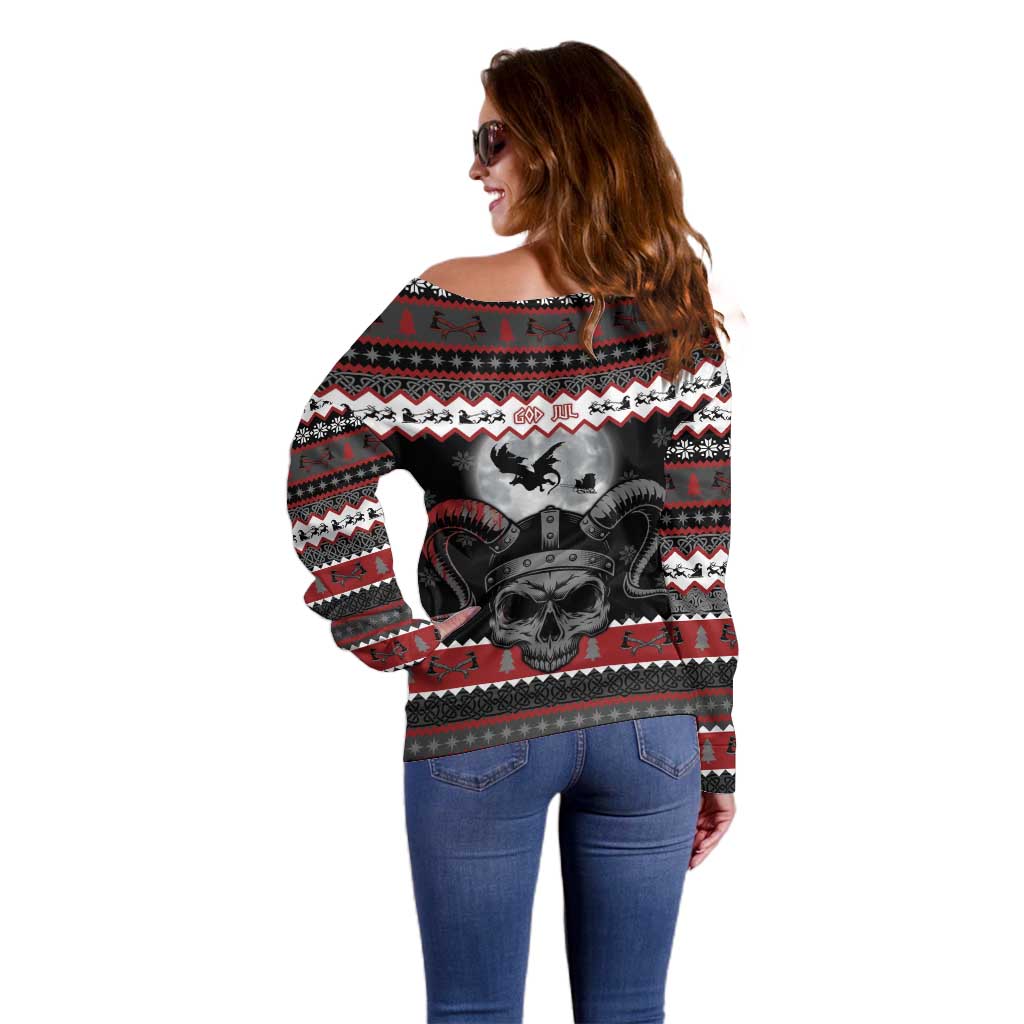 Vikings Christmas Off Shoulder Sweater Fa La La La Fus Ro Dah - Wonder Print Shop