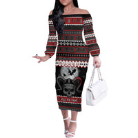Vikings Christmas Off The Shoulder Long Sleeve Dress Fa La La La Fus Ro Dah - Wonder Print Shop