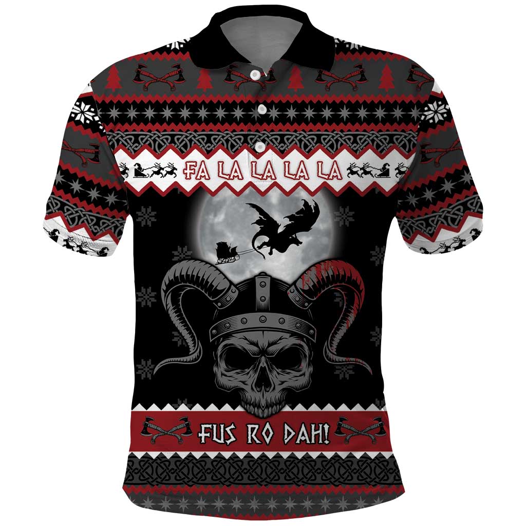 Vikings Christmas Polo Shirt Fa La La La Fus Ro Dah - Wonder Print Shop