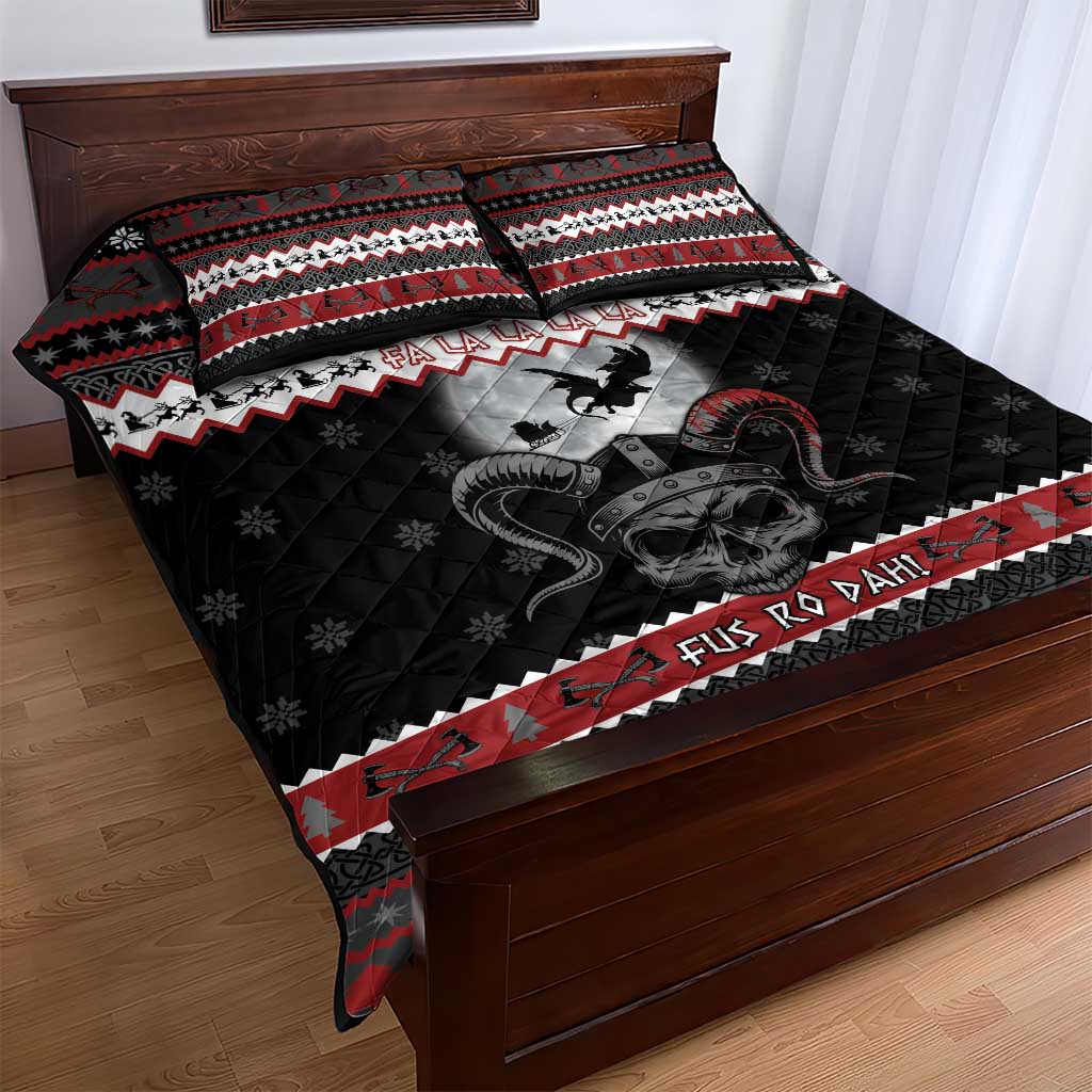 Vikings Christmas Quilt Bed Set Fa La La La Fus Ro Dah - Wonder Print Shop