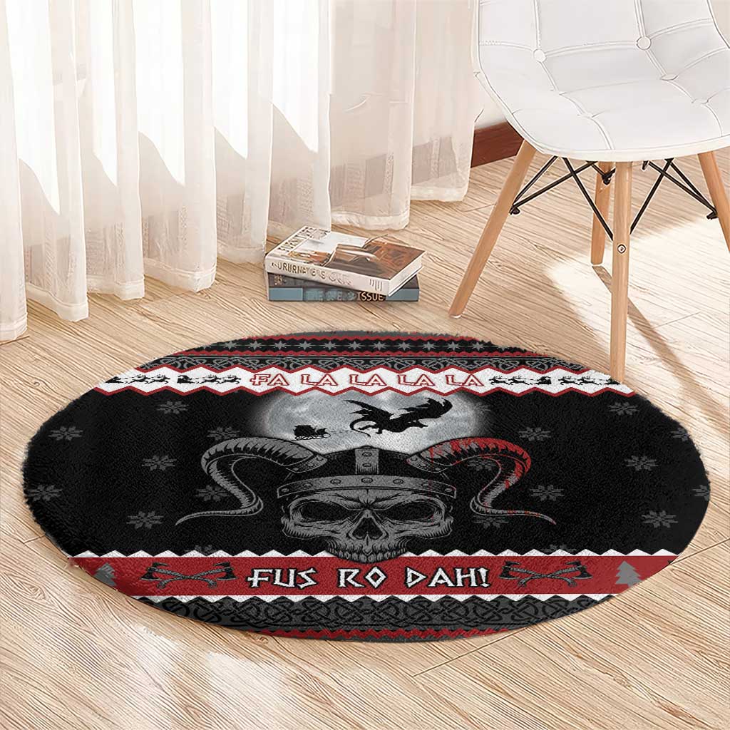 Vikings Christmas Round Carpet Fa La La La Fus Ro Dah - Wonder Print Shop
