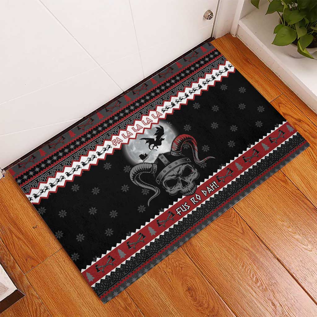 Vikings Christmas Rubber Doormat Fa La La La Fus Ro Dah - Wonder Print Shop