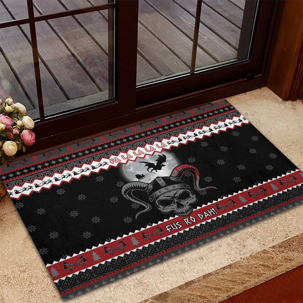 Vikings Christmas Rubber Doormat Fa La La La Fus Ro Dah - Wonder Print Shop