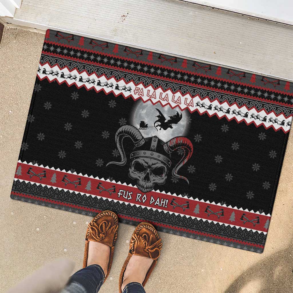 Vikings Christmas Rubber Doormat Fa La La La Fus Ro Dah - Wonder Print Shop