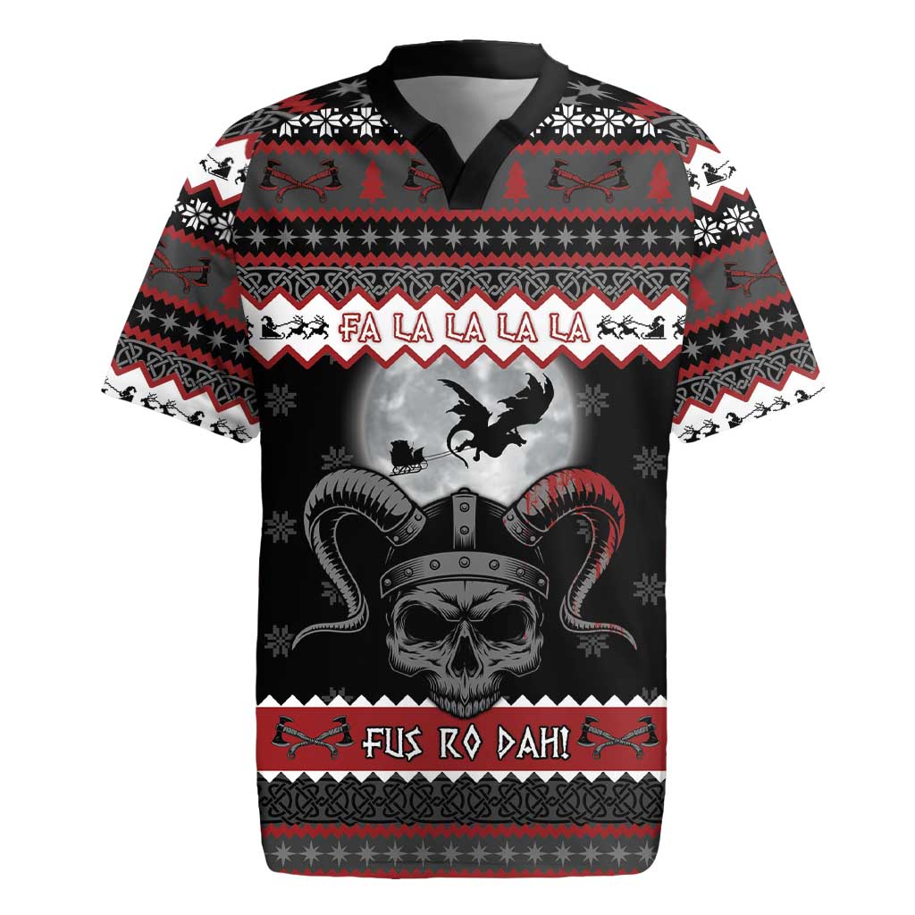 Vikings Christmas Rugby Jersey Fa La La La Fus Ro Dah - Wonder Print Shop