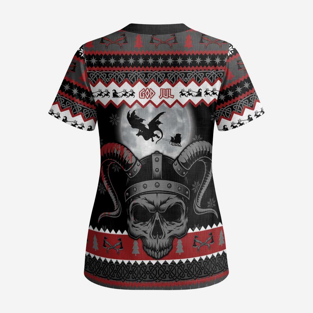 Vikings Christmas Scrub Top Fa La La La Fus Ro Dah - Wonder Print Shop