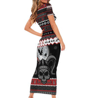 Vikings Christmas Short Sleeve Bodycon Dress Fa La La La Fus Ro Dah - Wonder Print Shop