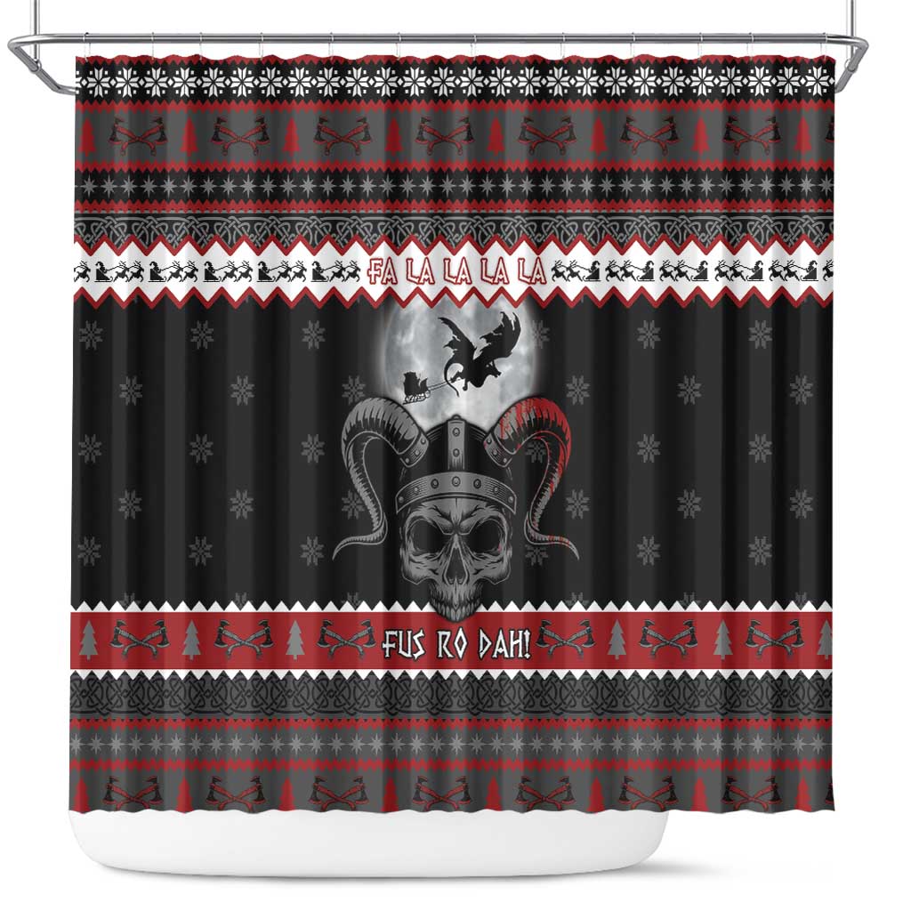 Vikings Christmas Shower Curtain Fa La La La Fus Ro Dah - Wonder Print Shop
