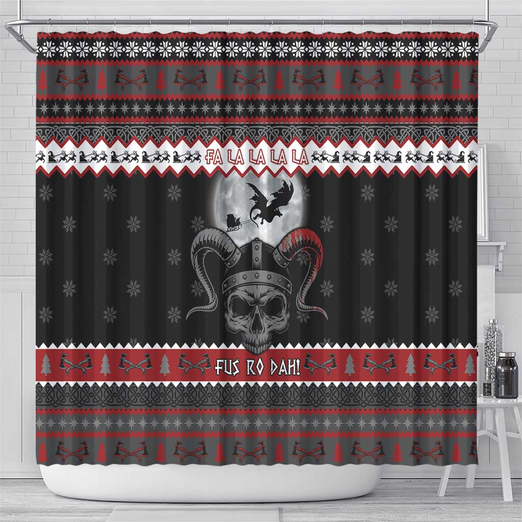 Vikings Christmas Shower Curtain Fa La La La Fus Ro Dah - Wonder Print Shop