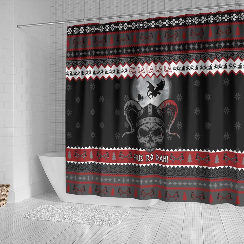 Vikings Christmas Shower Curtain Fa La La La Fus Ro Dah - Wonder Print Shop