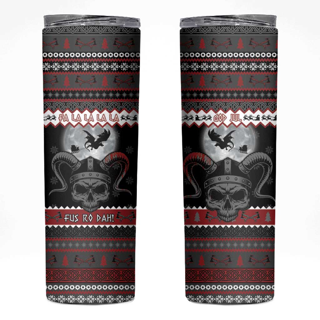 Vikings Christmas Skinny Tumbler Fa La La La Fus Ro Dah - Wonder Print Shop