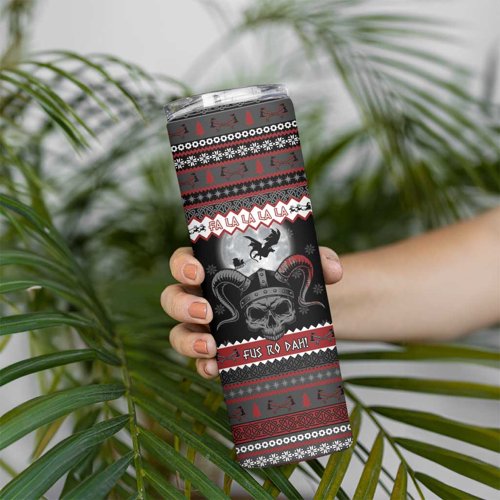 Vikings Christmas Skinny Tumbler Fa La La La Fus Ro Dah - Wonder Print Shop