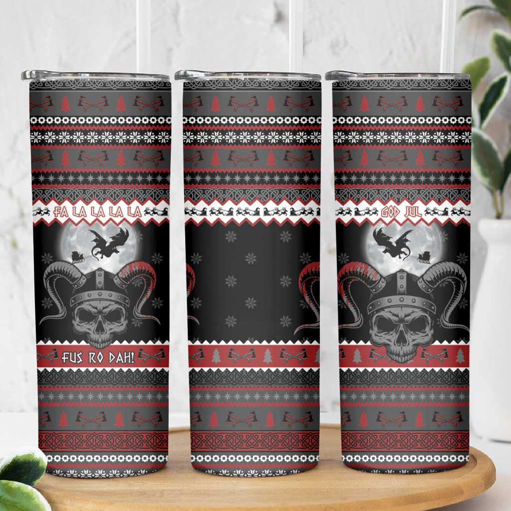 Vikings Christmas Skinny Tumbler Fa La La La Fus Ro Dah - Wonder Print Shop