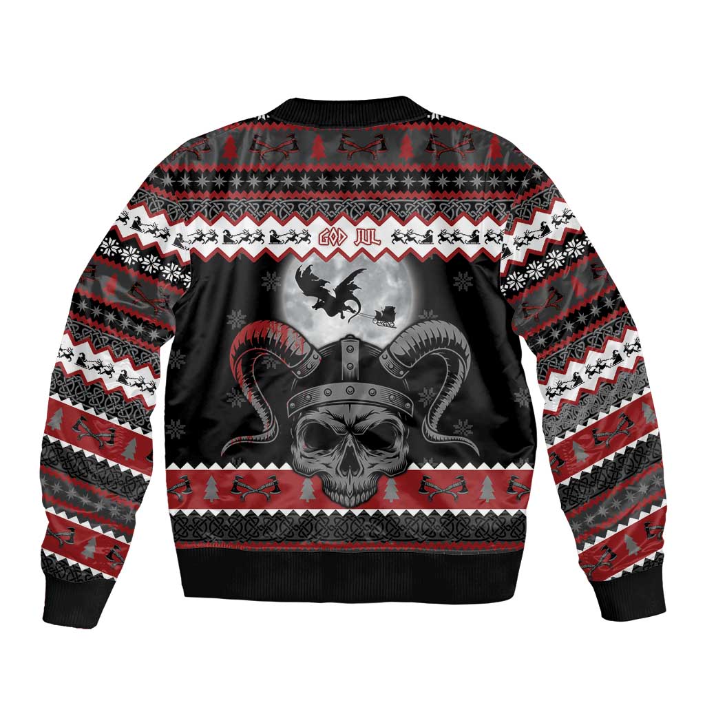 Vikings Christmas Sleeve Zip Bomber Jacket Fa La La La Fus Ro Dah - Wonder Print Shop