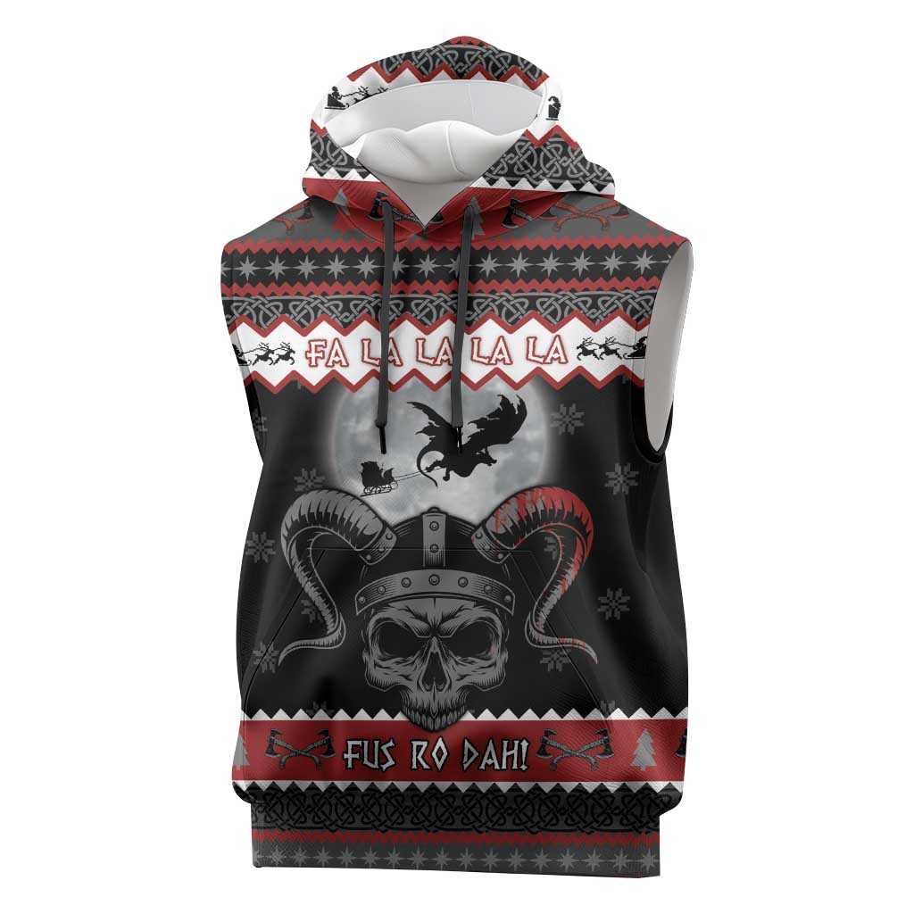 Vikings Christmas Sleeveless Hoodie Fa La La La Fus Ro Dah - Wonder Print Shop