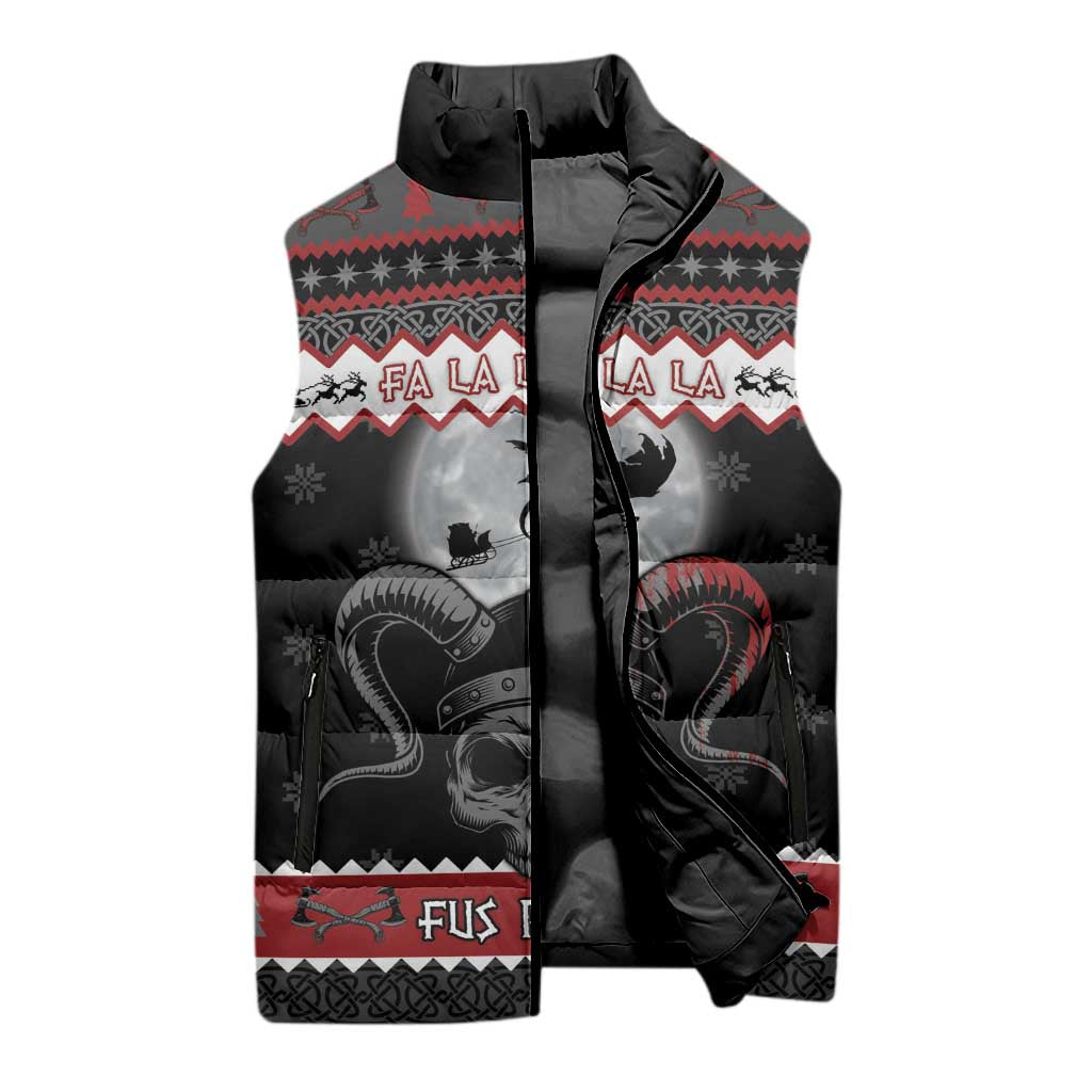 Vikings Christmas Sleeveless Puffer Jacket Fa La La La Fus Ro Dah - Wonder Print Shop