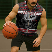 Vikings Christmas Sleeveless Zip Hoodie Fa La La La Fus Ro Dah - Wonder Print Shop