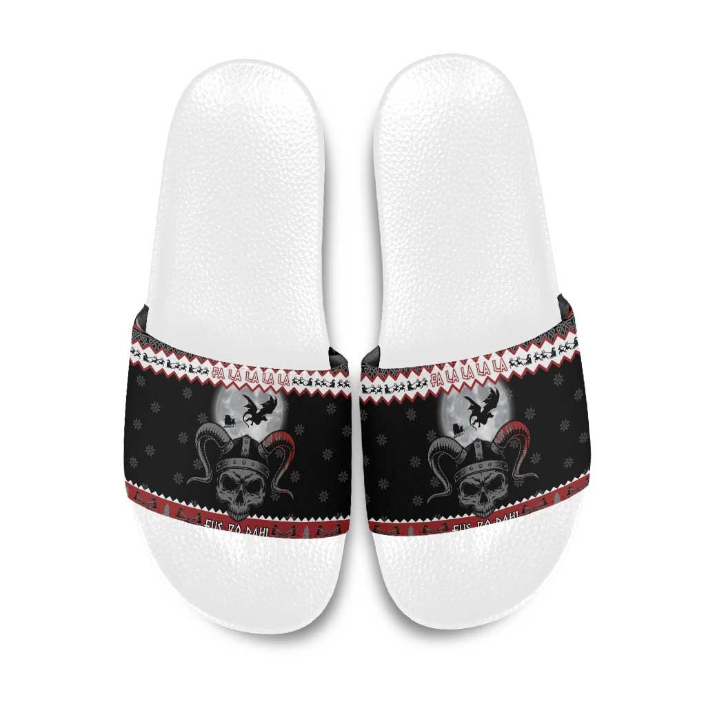 Vikings Christmas Slide Sandals Fa La La La Fus Ro Dah - Wonder Print Shop